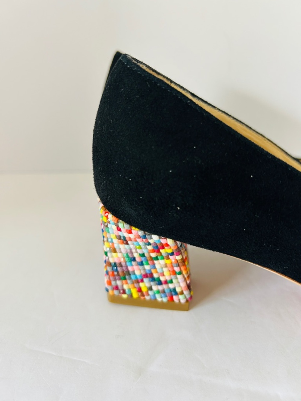 Diane B Milano Black Suede Pumps Beaded Low Heels Pointed Toe EU35 Size US 5 - Picture 3 of 12